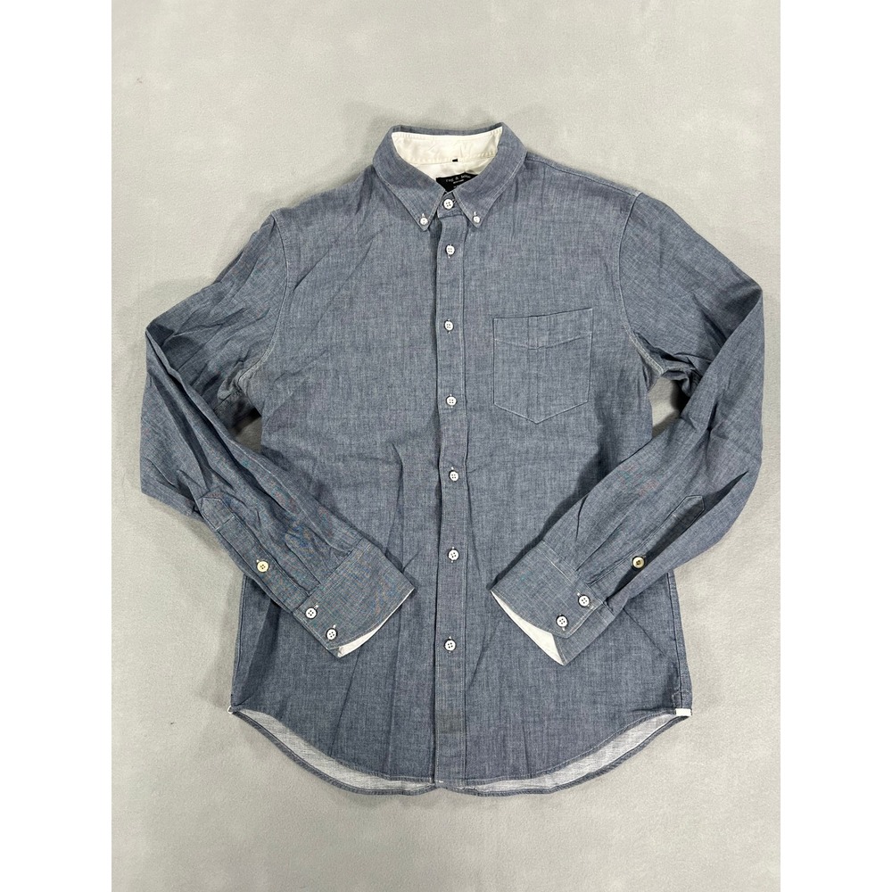 Rag & Bone Standard Issue Button Up Long Sleeve Shirt Blue Chambray M Casual